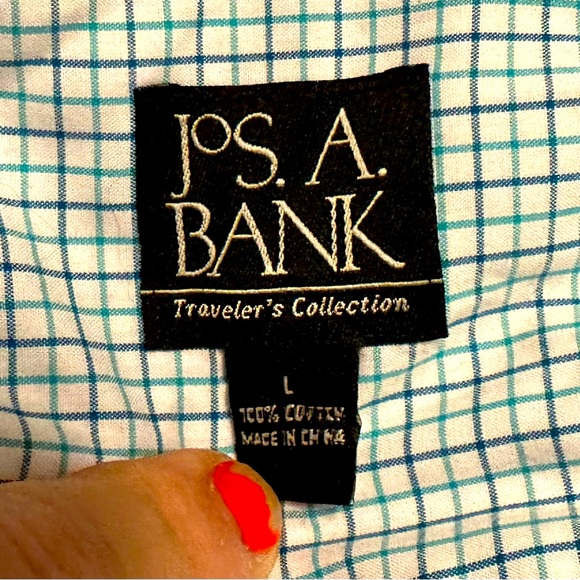EUC Jos. A. Bank checked button down dress shirt size Large in different blues - Picture 4 of 4